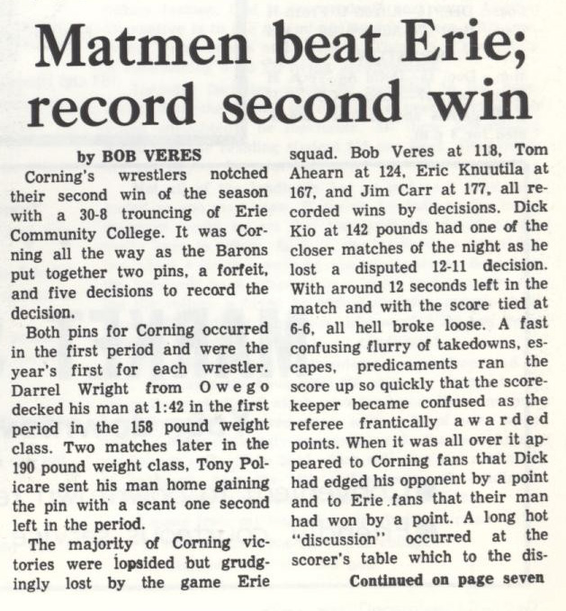 Matmen beat Erie; record second win (1 of 2)