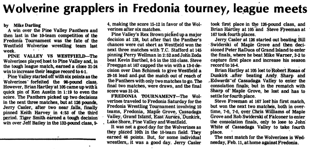 Wolverine grapplers in Fredonia tourney