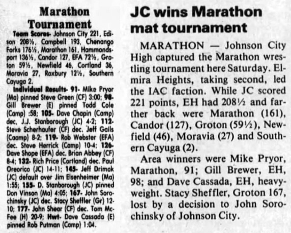 JC wins Marathon mat tournament