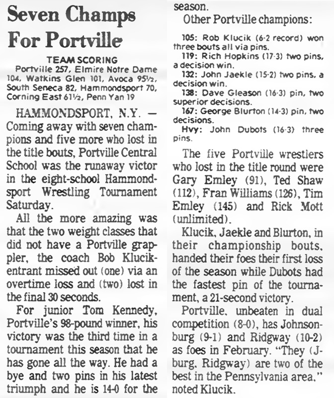 Seven Champs For Portville