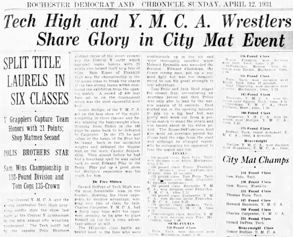 Tech High and YMCA Wrestlers Share Glory in City Mat Event