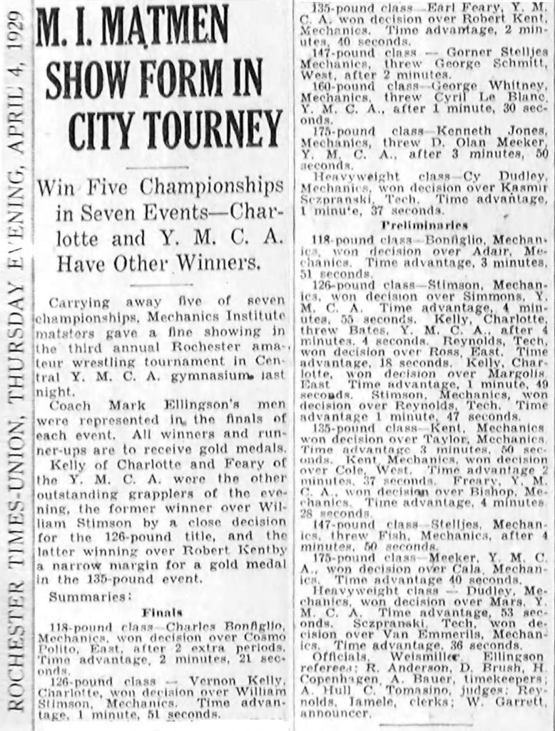 Mechanics Institute Matmen Show Form In Tourney