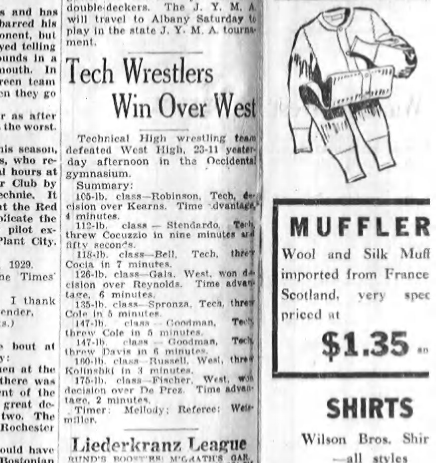 Tech Wrestlers Win Over West