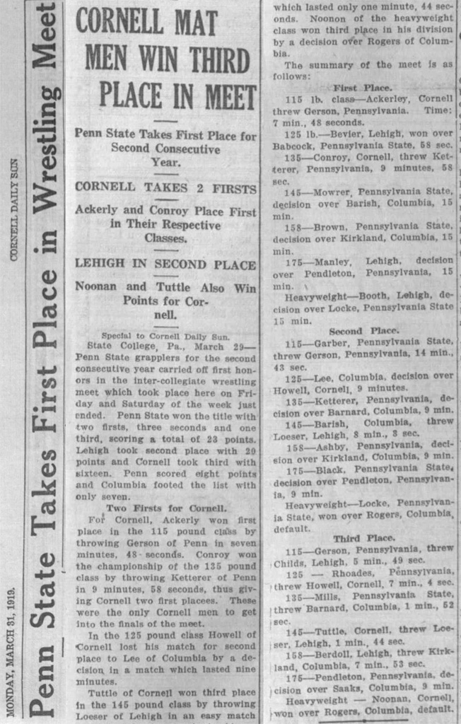 Penn State Takes First Place in Wrestling Meet