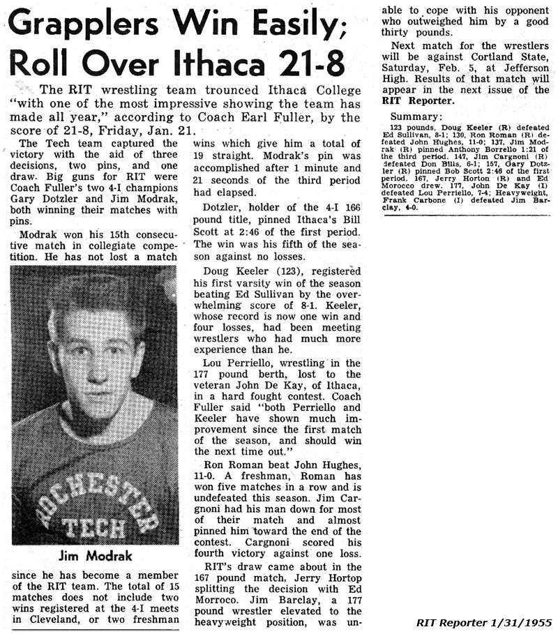 Grapplers Win Easily; Roll Over Ithaca 21-8