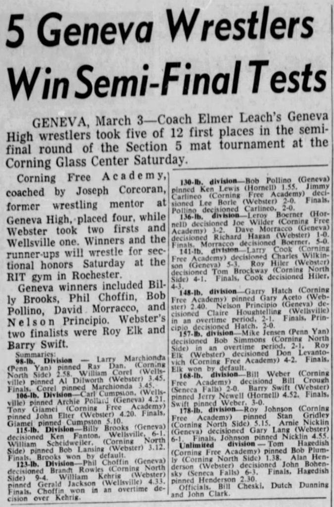 5 Geneva Wrestlers Win Semi-Final Tests