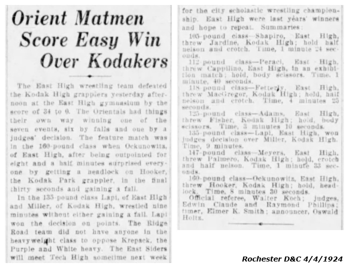 Orient Matmen Score Easy Win Over Kodakers