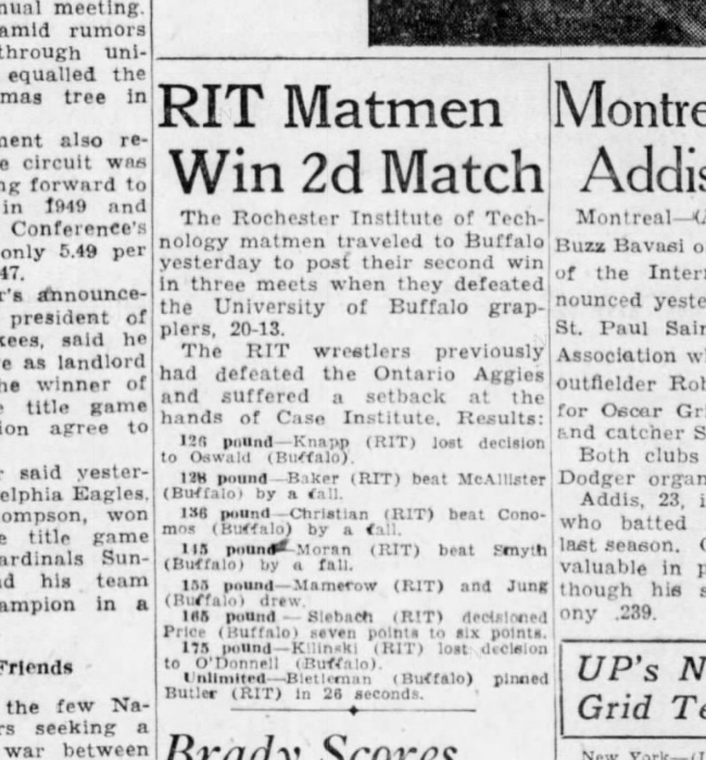 RIT Matmen Win 2nd Match