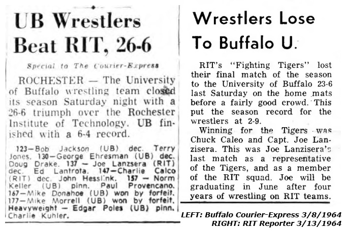 UB Wrestlers Beat RIT, 26-6