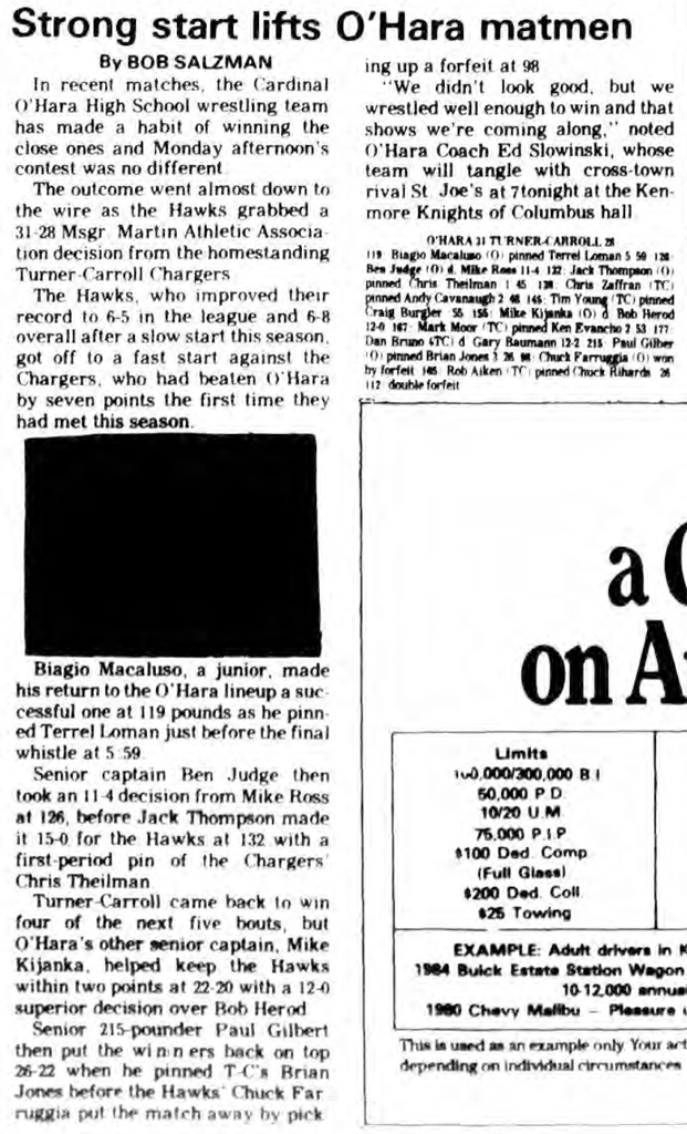 Strong start lifts O'Hara matmen