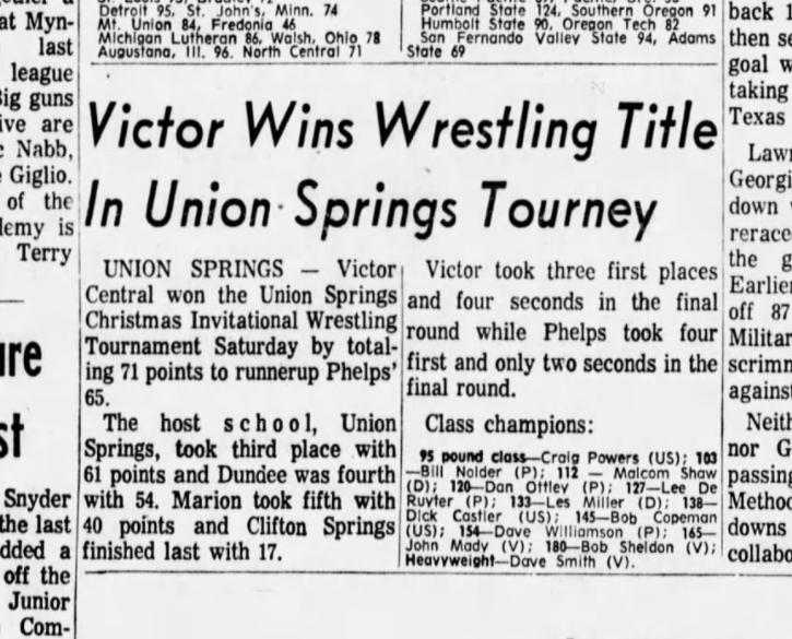 Victor Wins Wrestling Title In Union Springs Tourney