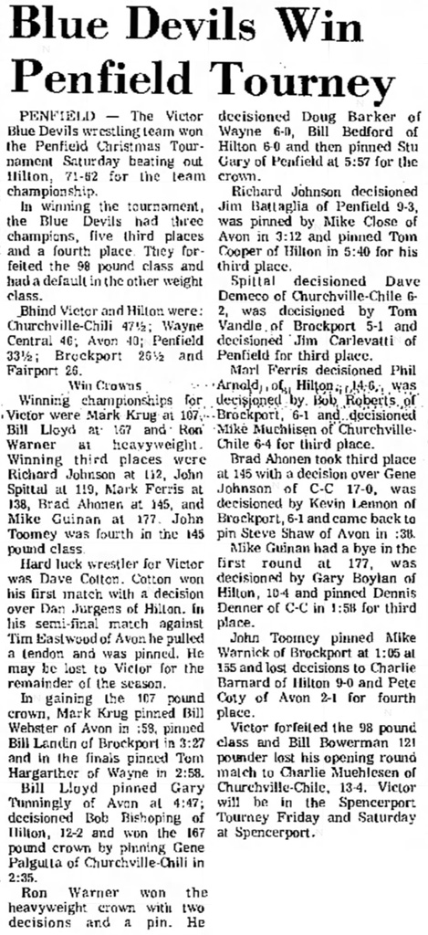 Blue Devils Win Penfield Tourney