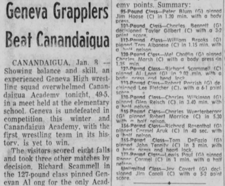 Geneva Grapplers Beat Canandaigua