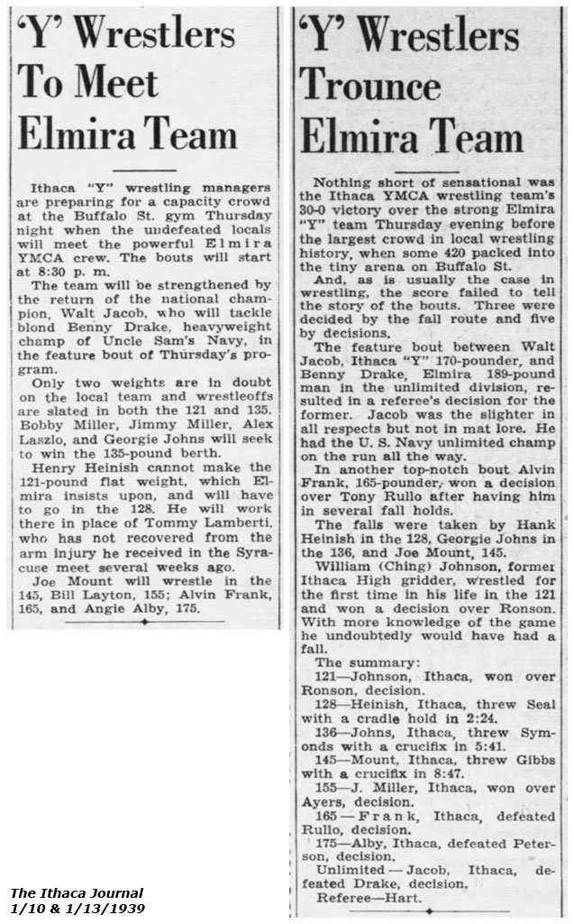 'Y' Wrestlers Trounce Elmira Team