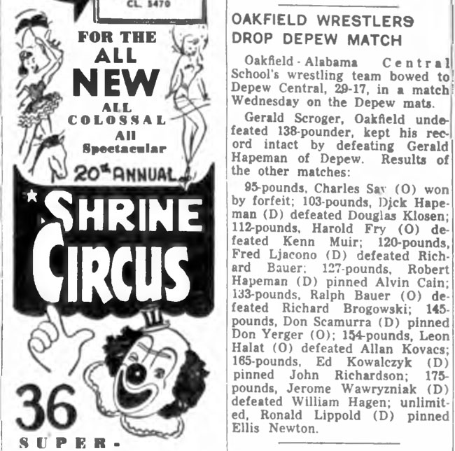 Oakfield Wrestlers Drop Depew Match