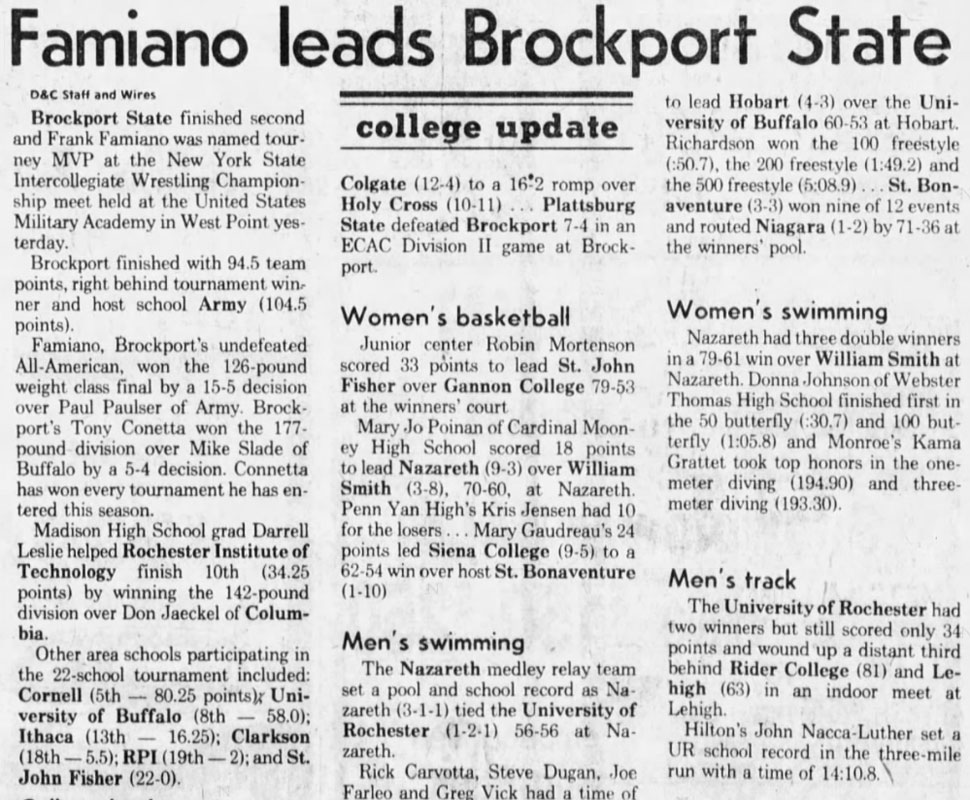 Famiano leads Brockport State