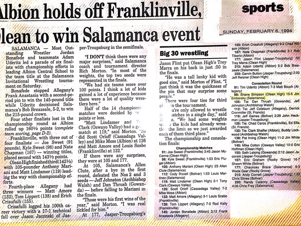 Albion holds off Franklinville, Olean to win Salamanca event