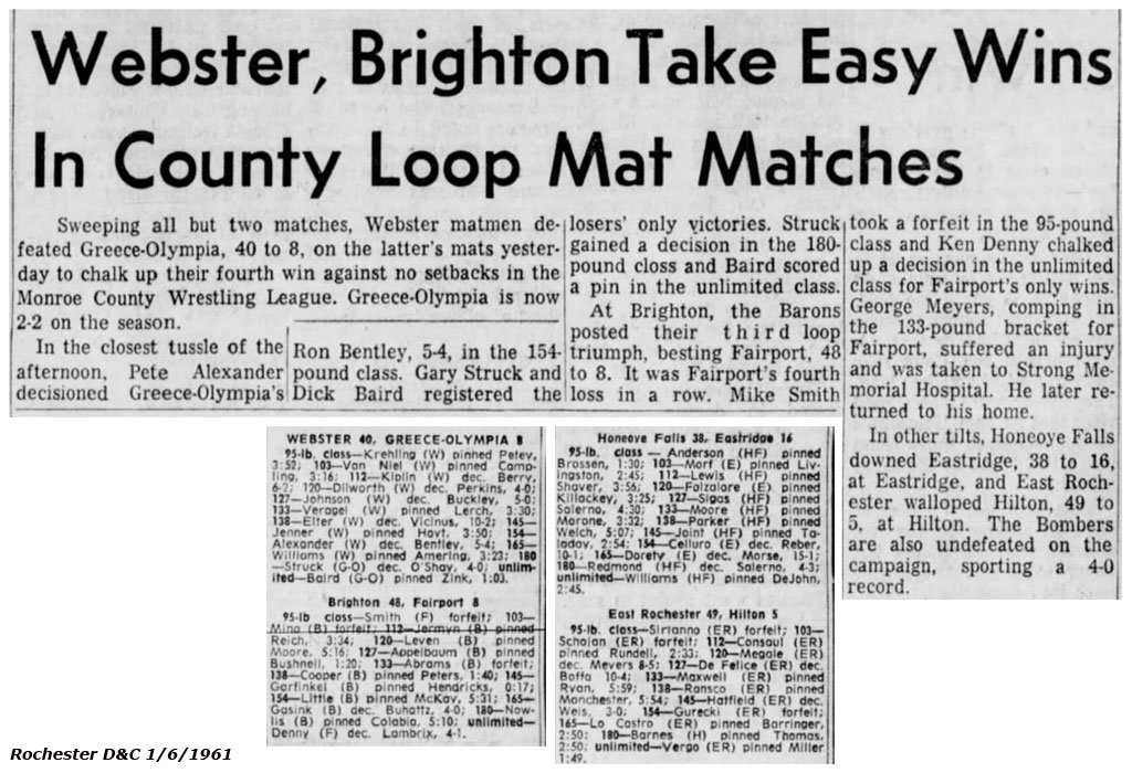 Webster, Brighton Take Easy Wins In County Loop Mat Matches