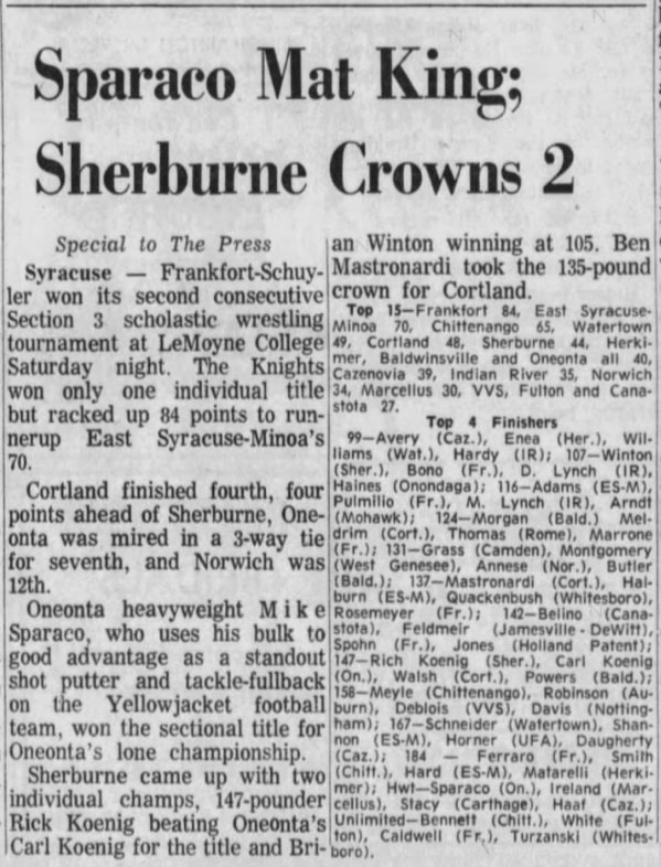 Sparaco Mat King; Sherburne Crowns 2