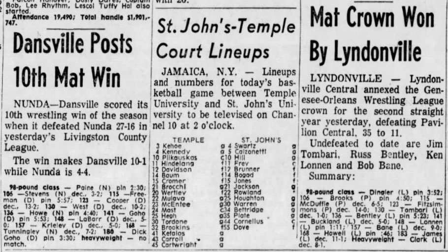 Dansville Posts 10th Mat Win