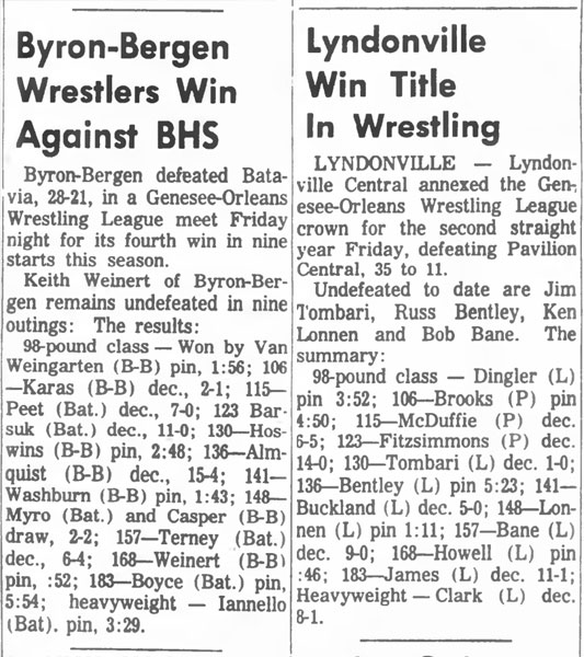 Byron-Bergen Wrestlers Win Against Batavia