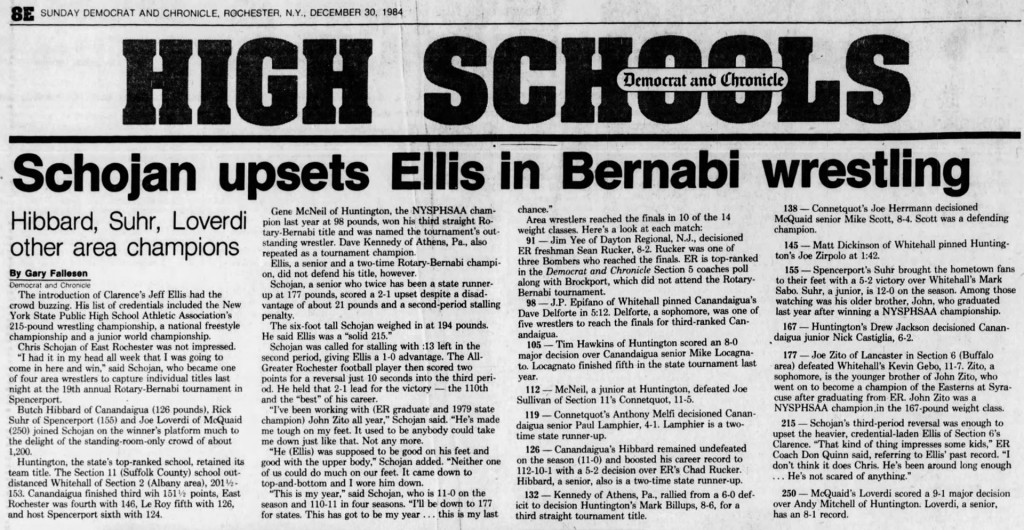 Schojan upsets Ellis in Bernabi wrestling