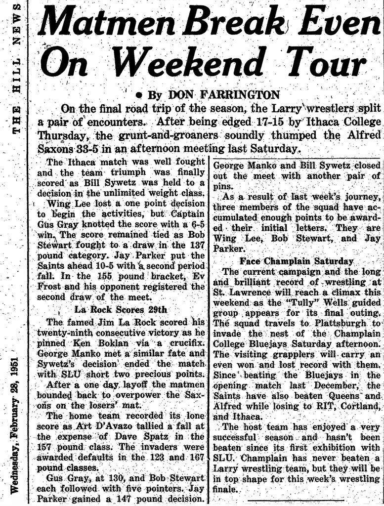 Larry Matmen Break Even On Weekend Tour