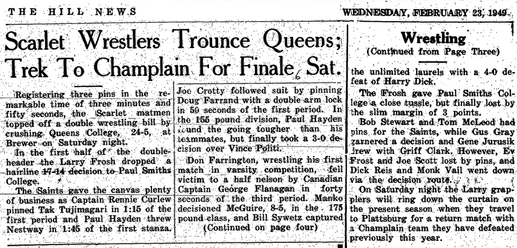 Scarlet Wrestlers Trounce Queens