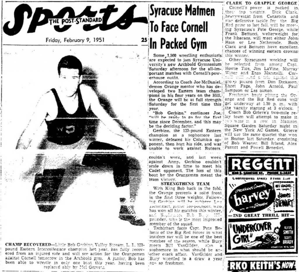 Syracuse Matmen To Face Cornell In Packed Gym