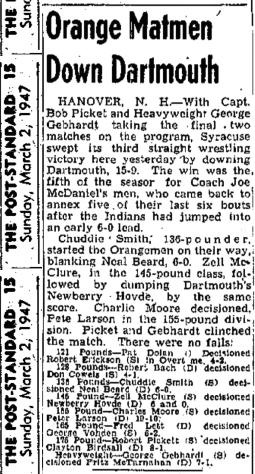 Orange Matmen Down Dartmouth