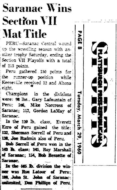 Saranac Wins Section VII Mat Title