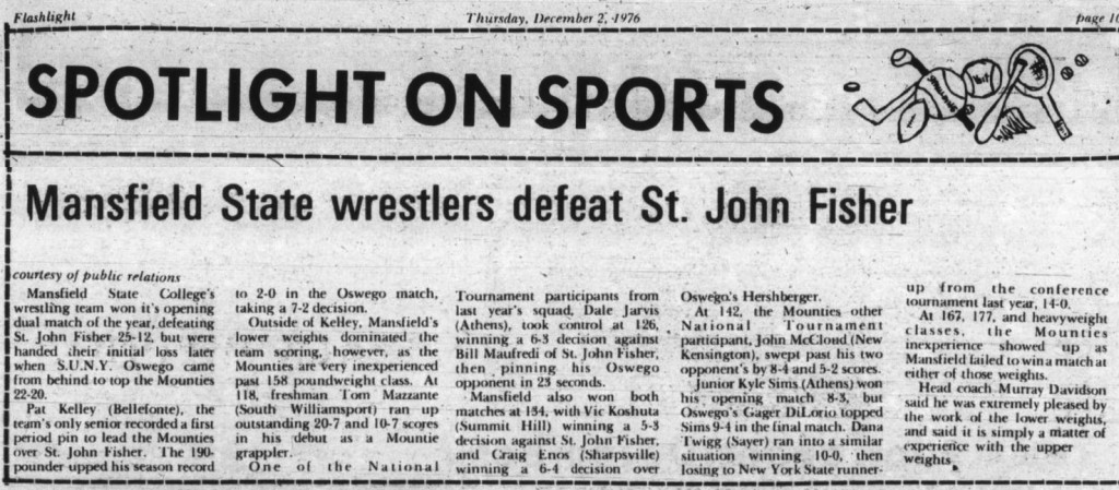 Mansfield State wrestlers defeat St. John Fisher