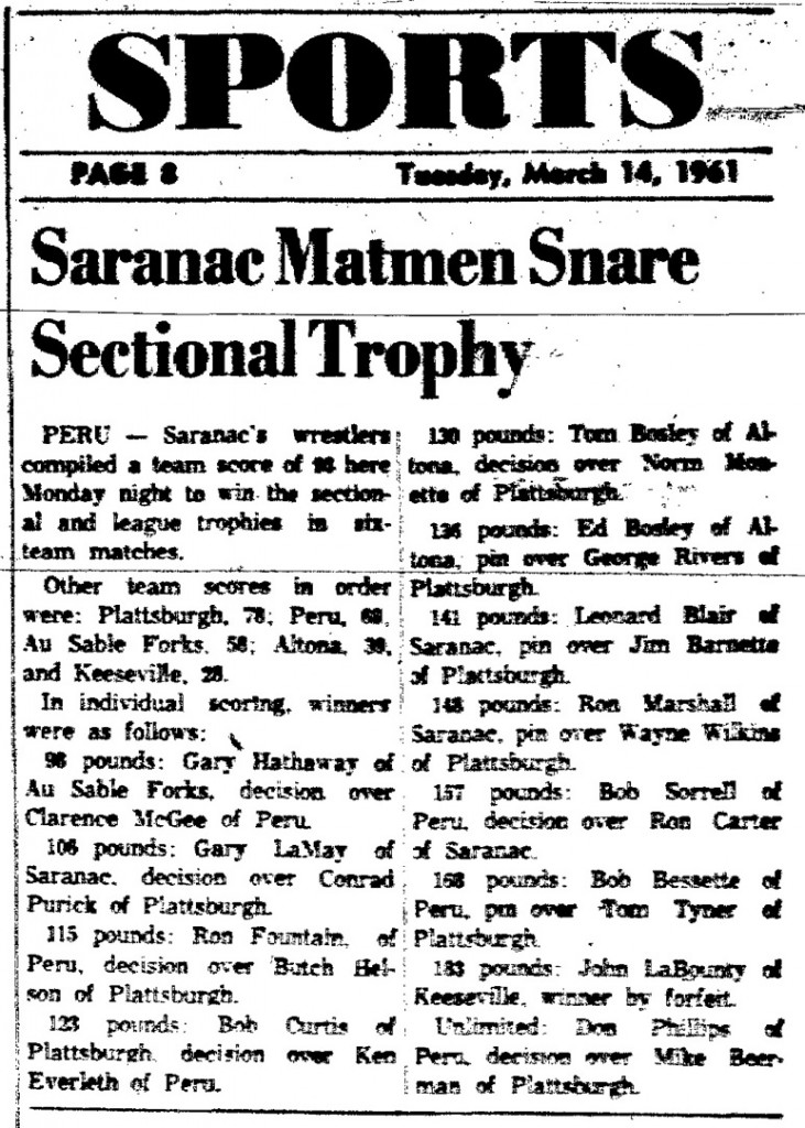 Saranac Matmen Snare Sectional Trophy