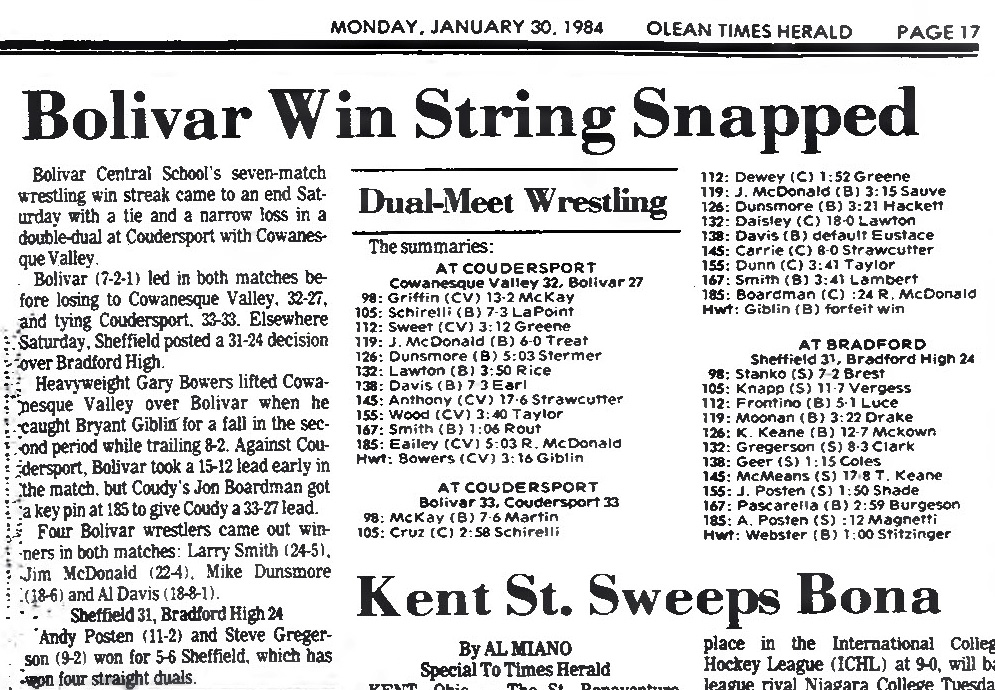 Bolivar Win Streak Snapped