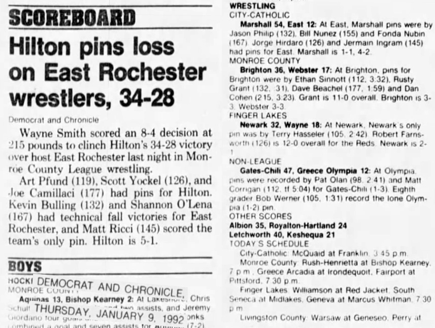 Brighton 36, Wesbter 17