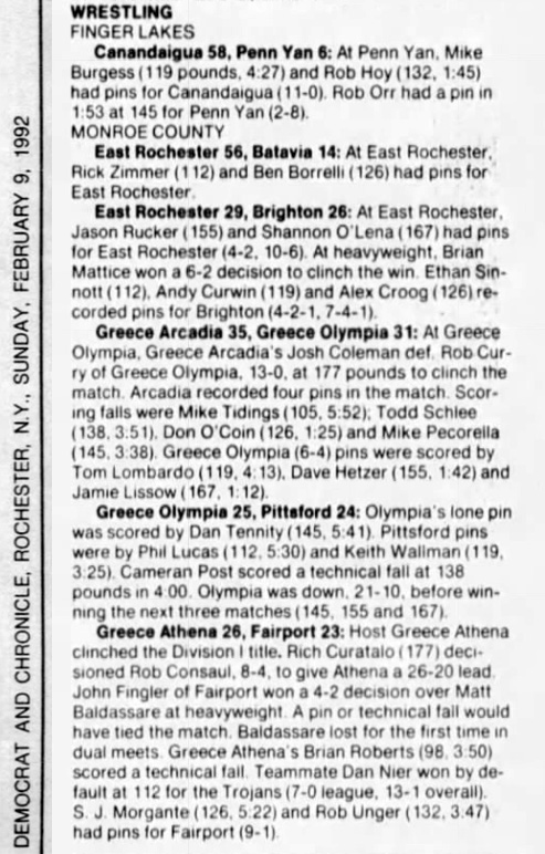 East Rochester 56, Brighton 14