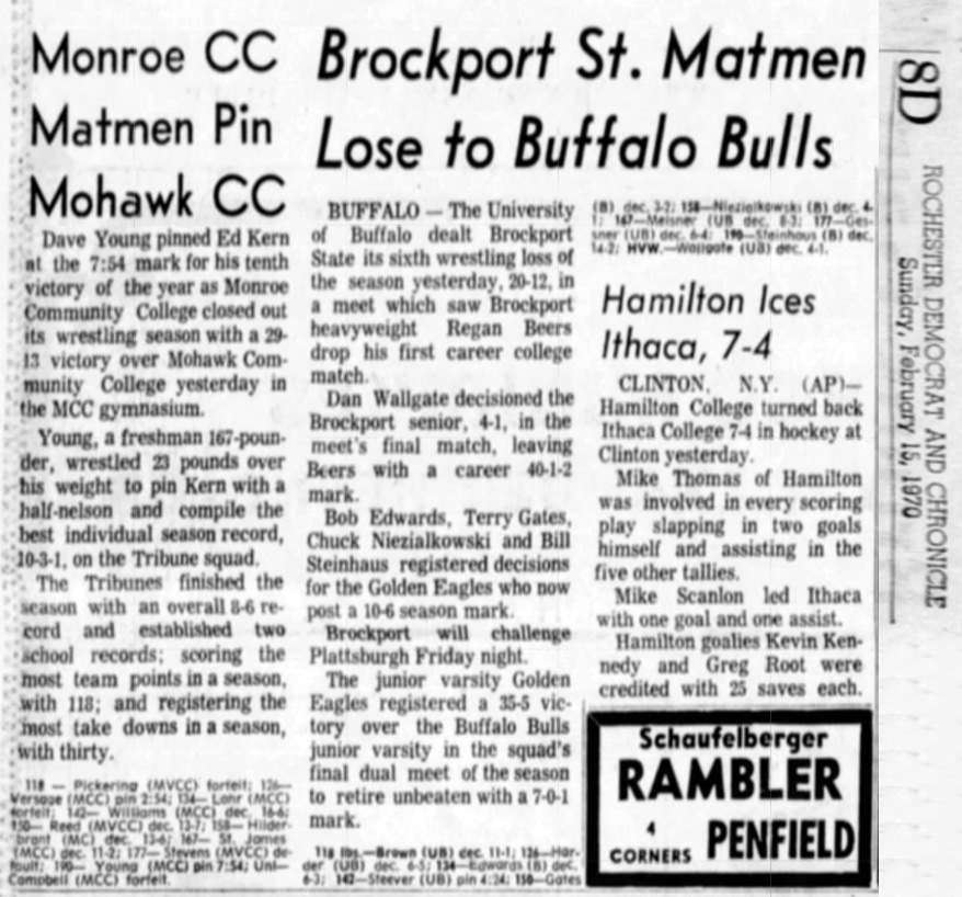 Monroe CC Matmen Pin Mohawk CC