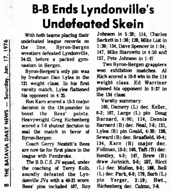 B-B Ends Lyndonville's Undefeated Skein