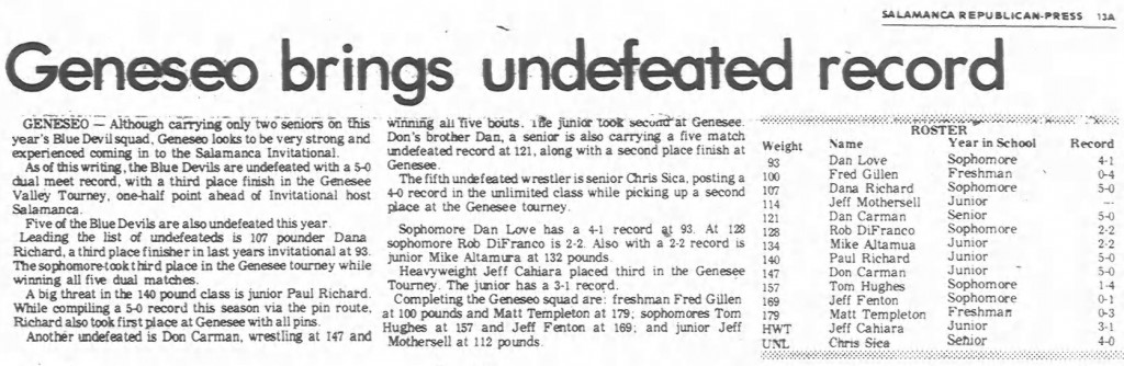 Geneseo brings an undefeated record