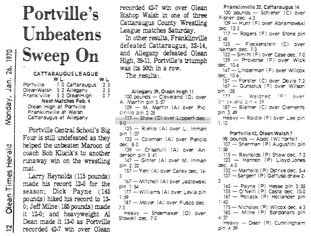 Portville's Unbeatens Sweep On