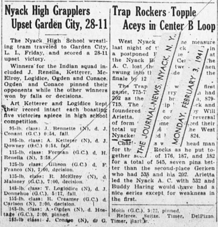 Nyack High Grapplers Upset Garden City, 28-11