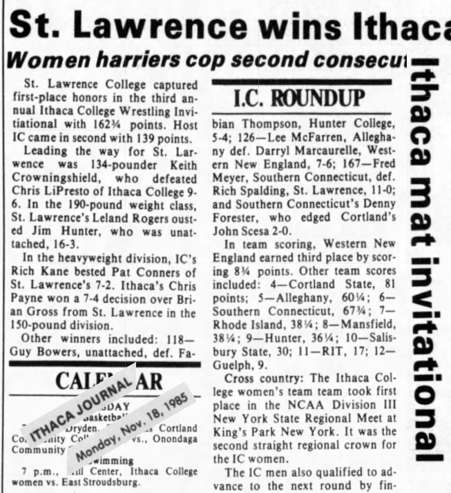 St. Lawrence wins Ithaca mat invitational