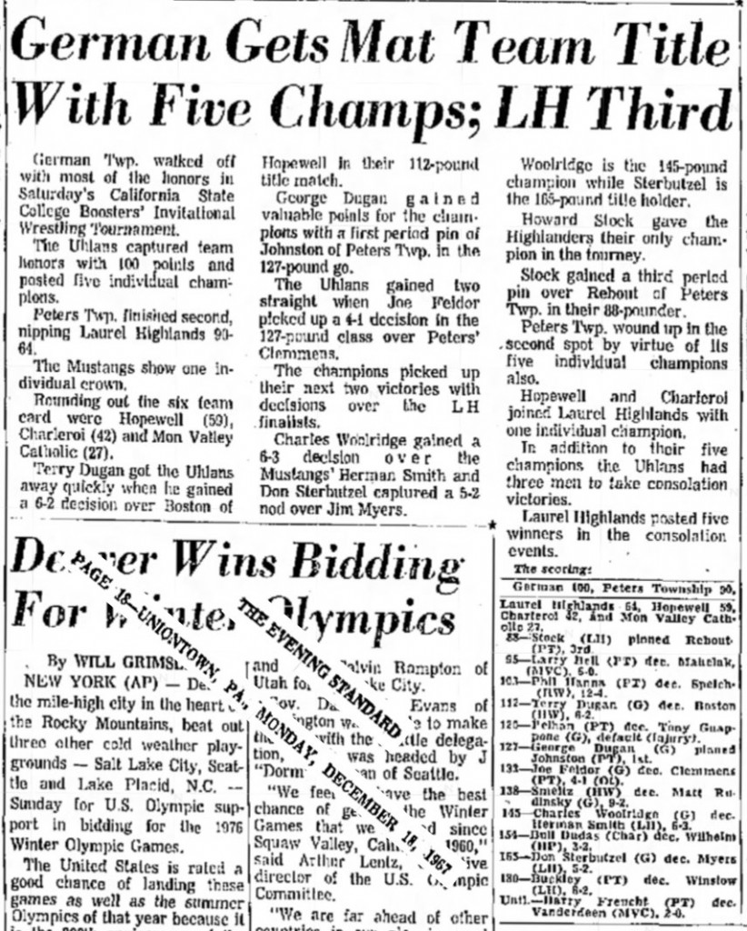 German Gets Mat Team Title With Five Champs; LH Third