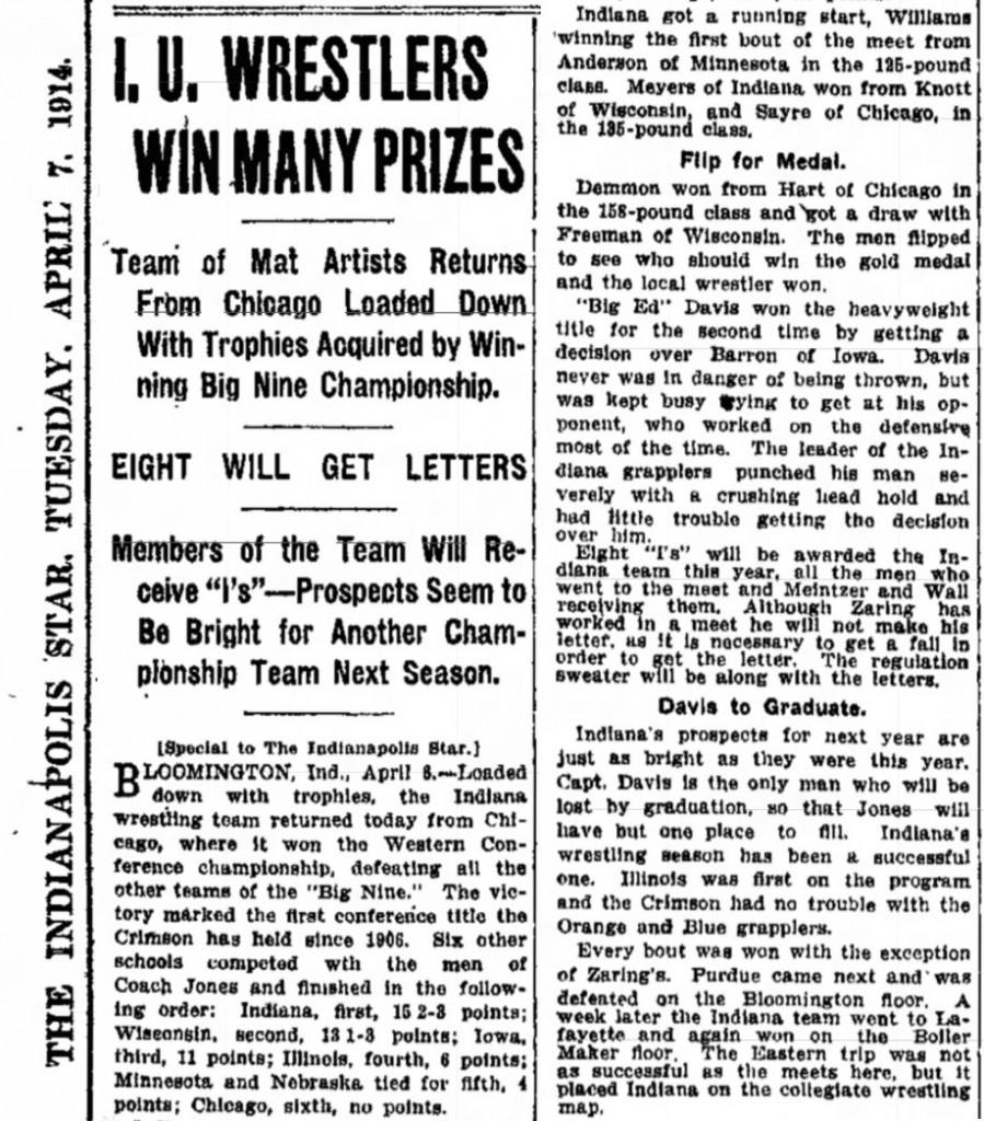 I.U. Wrestlers Win Many Prizes