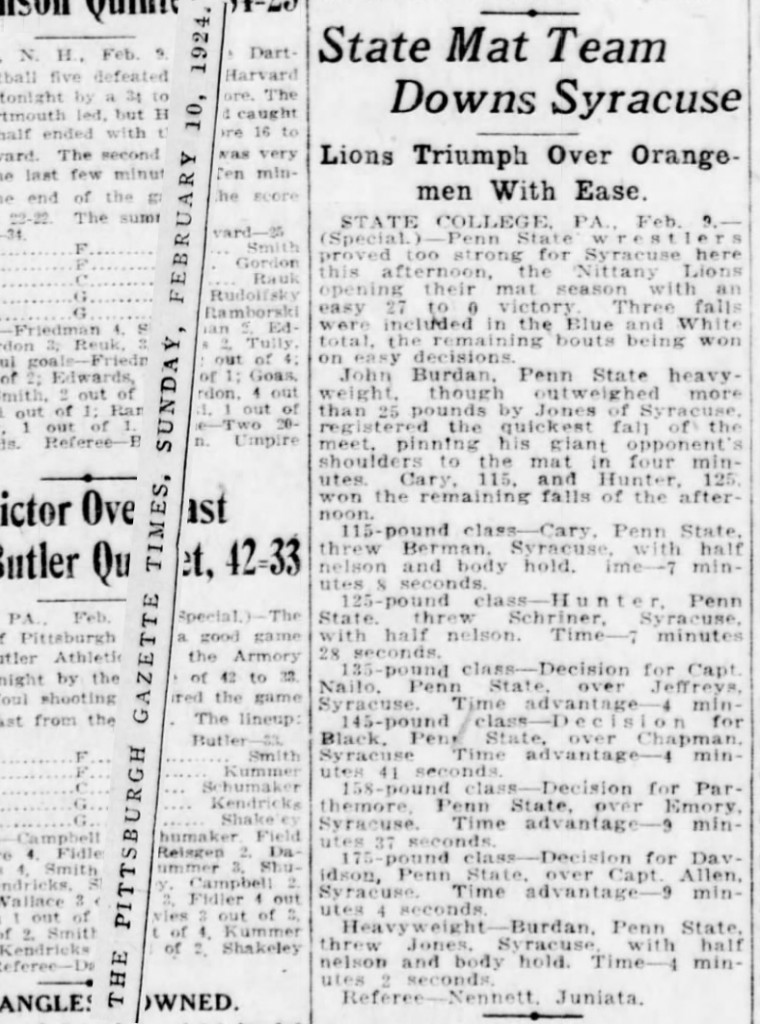 State Mat Team Downs Syracuse