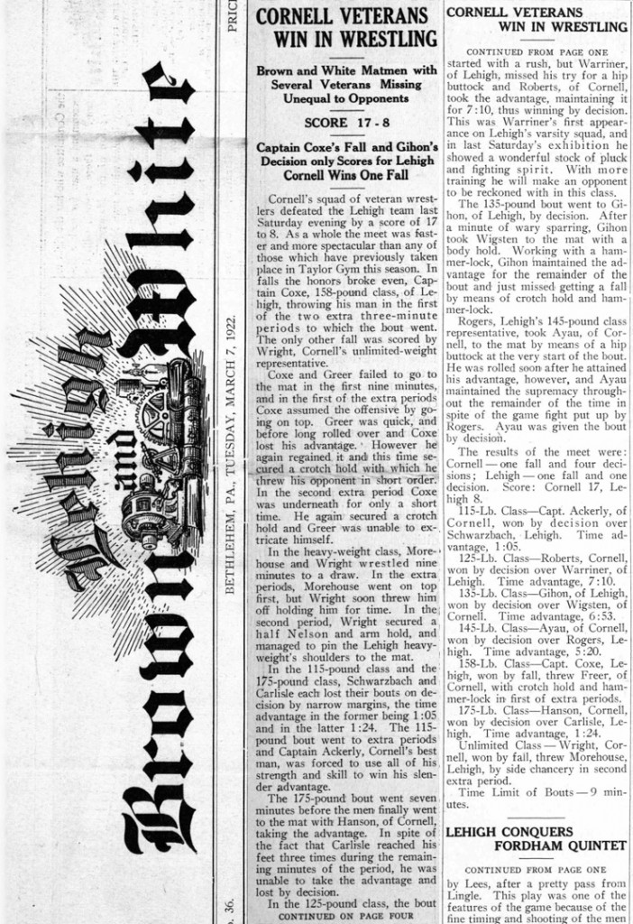 Cornell Veterans Win In Wrestling