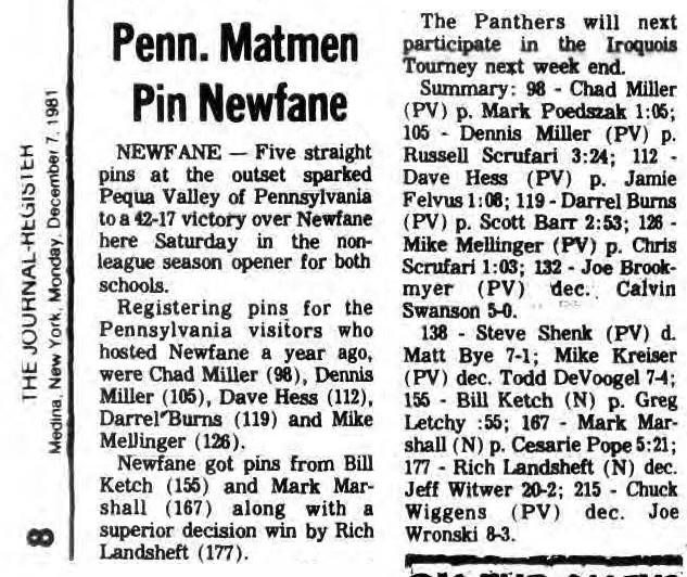 Penn. Matmen Pin Newfane