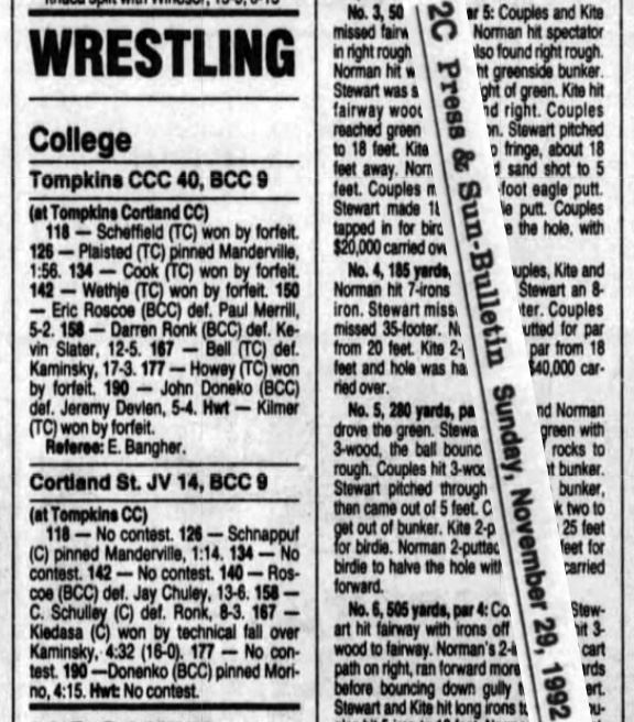 Cortland St. JV 14, BCC 9