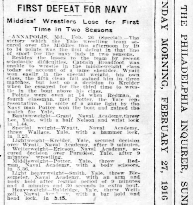 First Defeat for Navy