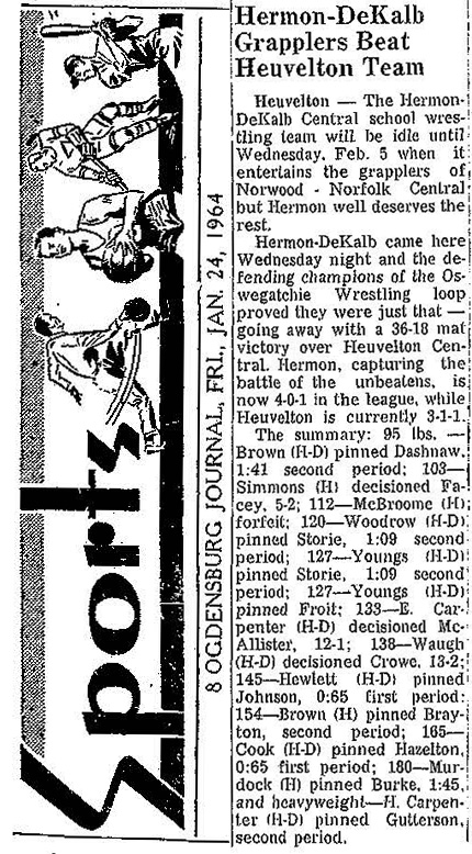 Hermon-DeKalb Grapplers Beat Heuvelton Team